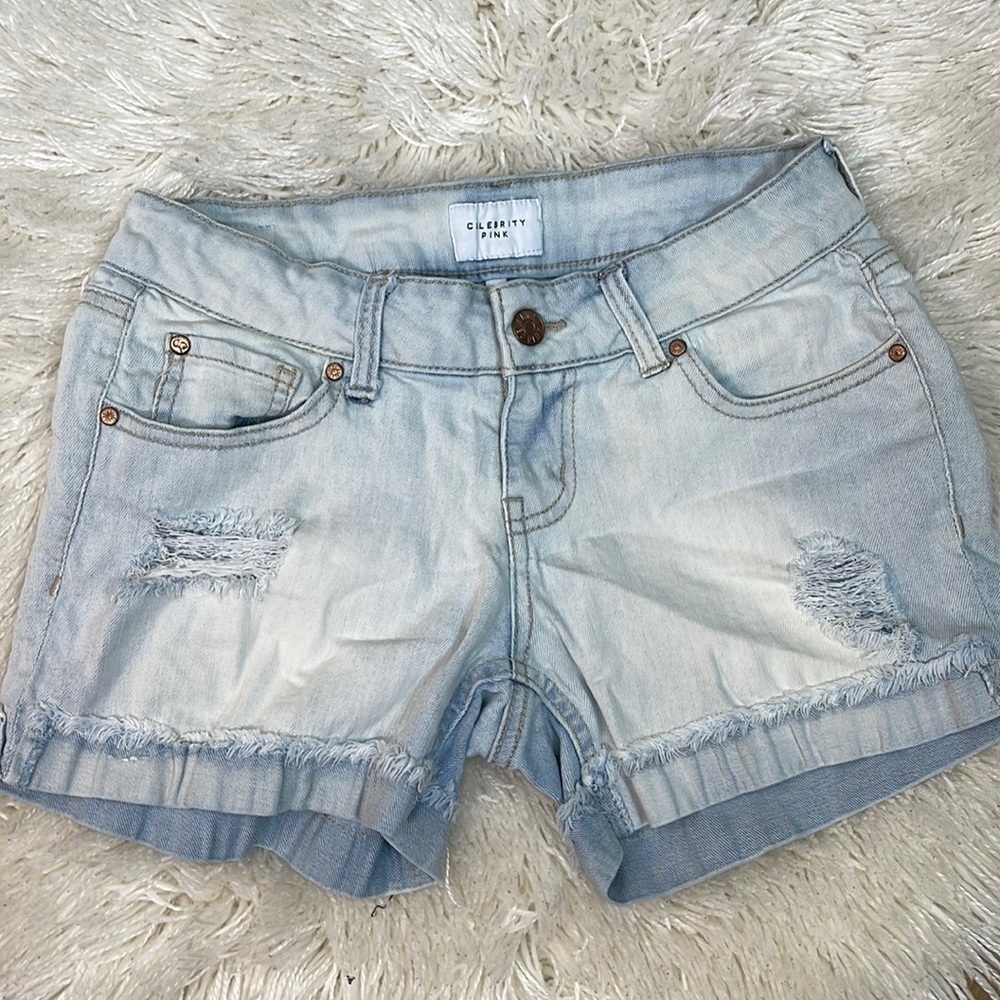 Celebrity Pink Distressed No Fun! Short Shorts 25